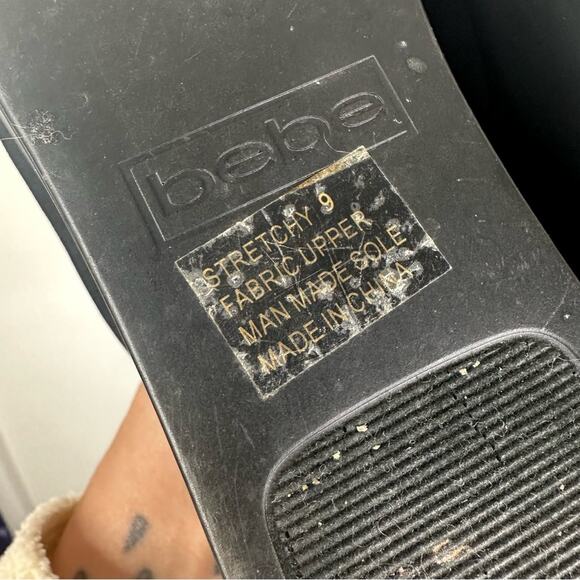 Bebe Size 9 Y2K 90s Black Slinky Platform Stretch Slide Sandals - Picture 6 of 11